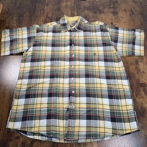 Cinch Shirt Mens Large‎ Yellow Gray Plaid Button Up Western Rodeo Outdoor